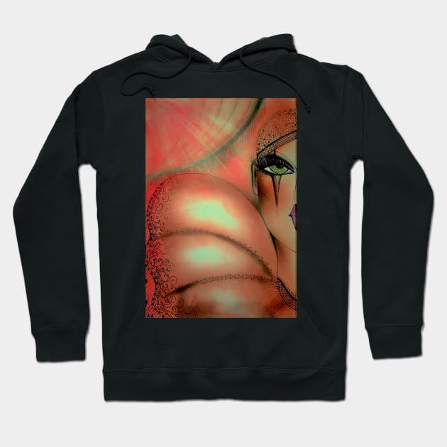 BLUSHED CORAL PIERROT HARLEQUIN CLOWN Hoodie by jacquline8689